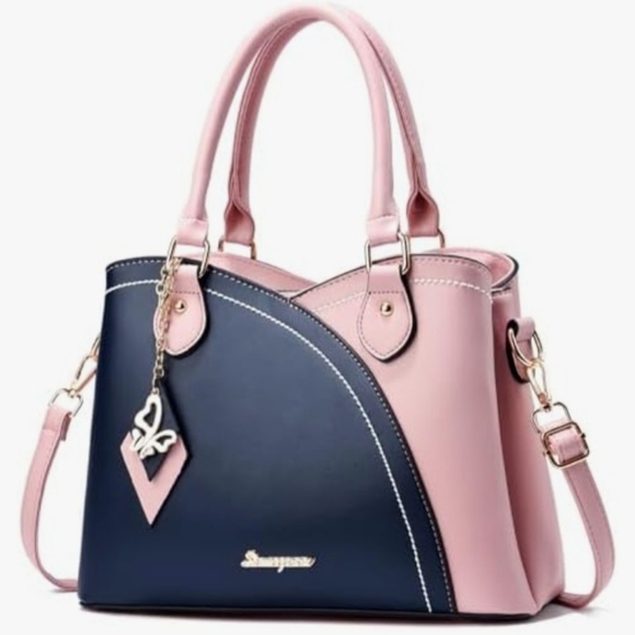 Simyeer Handbags - SIMYEER Top Handle Satchel Two-Tone Color-Block Bag 💖💙💫